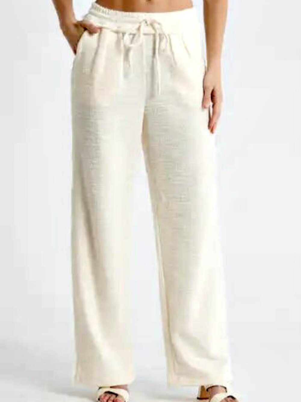 NEW! HABITUAL TEXTURED FRINGE PULL ON Wide LEG PANTS SZ M